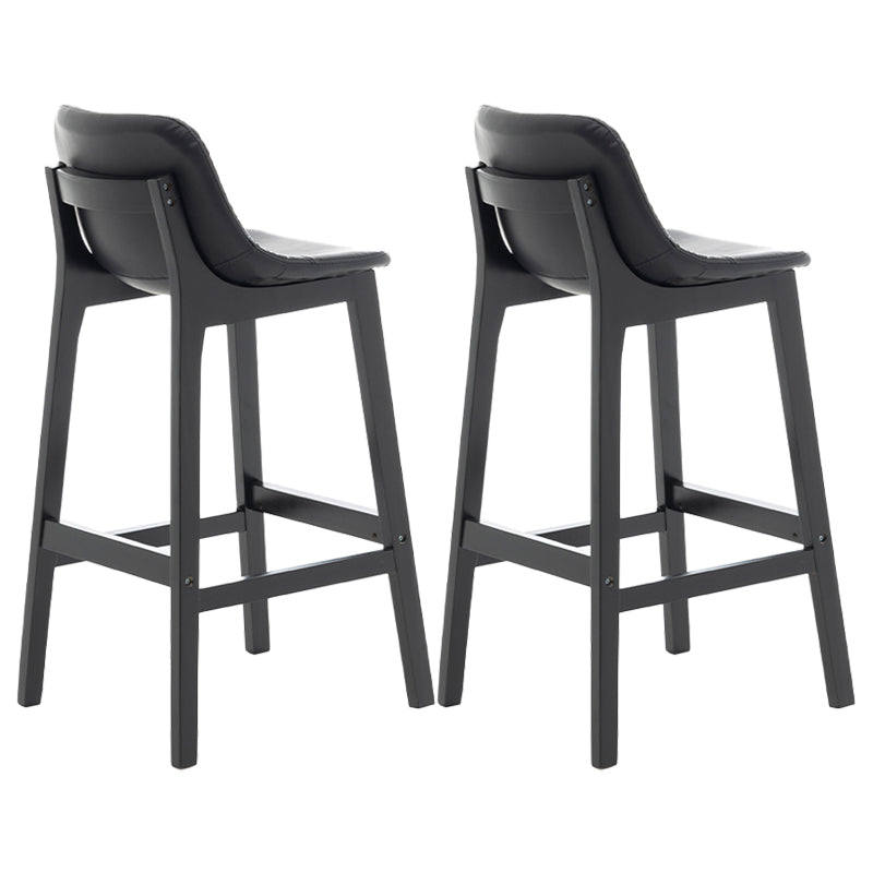 Taburete de bar de estilo escandinavo, asiento tipo cubo con patas de madera y respaldo bajo para barra de cocina