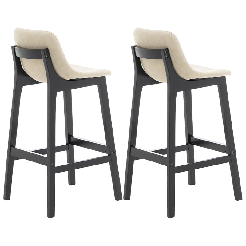Taburete de bar de estilo escandinavo, asiento tipo cubo con patas de madera y respaldo bajo para barra de cocina