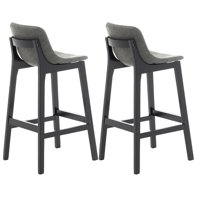 Taburete de bar de estilo escandinavo, asiento tipo cubo con patas de madera y respaldo bajo para barra de cocina