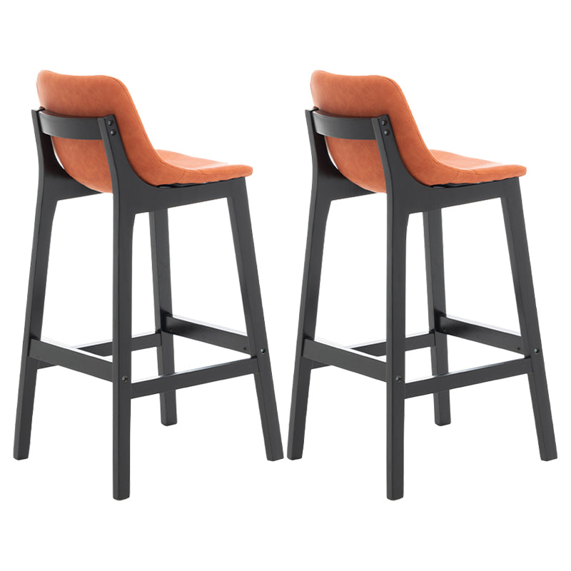 Taburete de bar de estilo escandinavo, asiento tipo cubo con patas de madera y respaldo bajo para barra de cocina