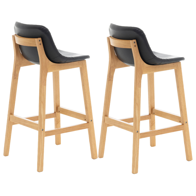 Taburete de bar de estilo escandinavo, asiento tipo cubo con patas de madera y respaldo bajo para barra de cocina
