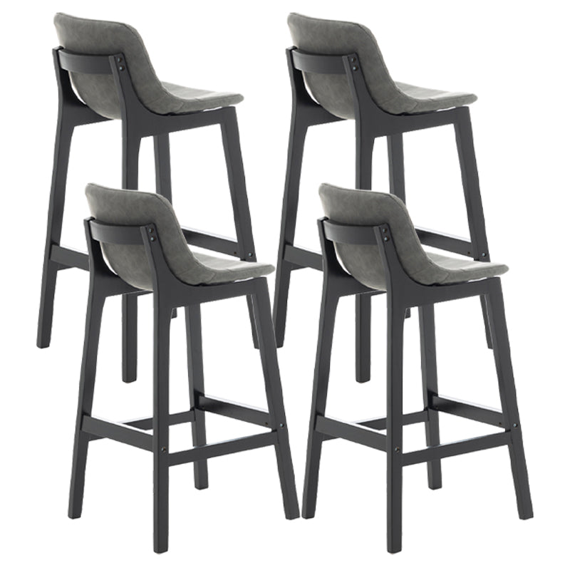 Taburete de bar de estilo escandinavo, asiento tipo cubo con patas de madera y respaldo bajo para barra de cocina