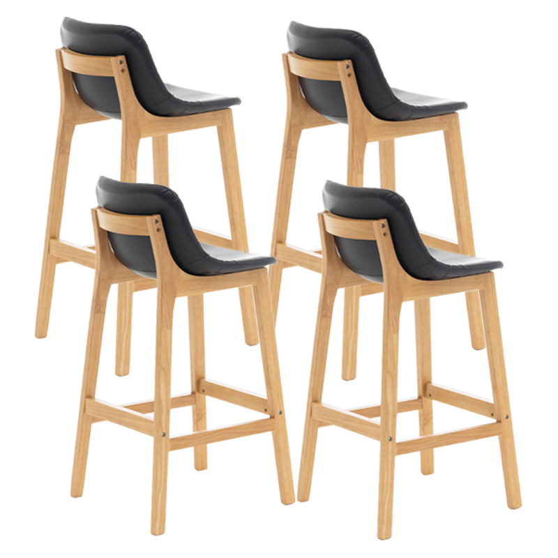 Taburete de bar de estilo escandinavo, asiento tipo cubo con patas de madera y respaldo bajo para barra de cocina