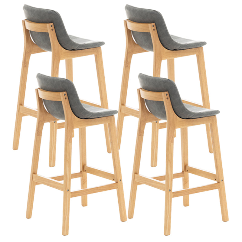 Taburete de bar de estilo escandinavo, asiento tipo cubo con patas de madera y respaldo bajo para barra de cocina