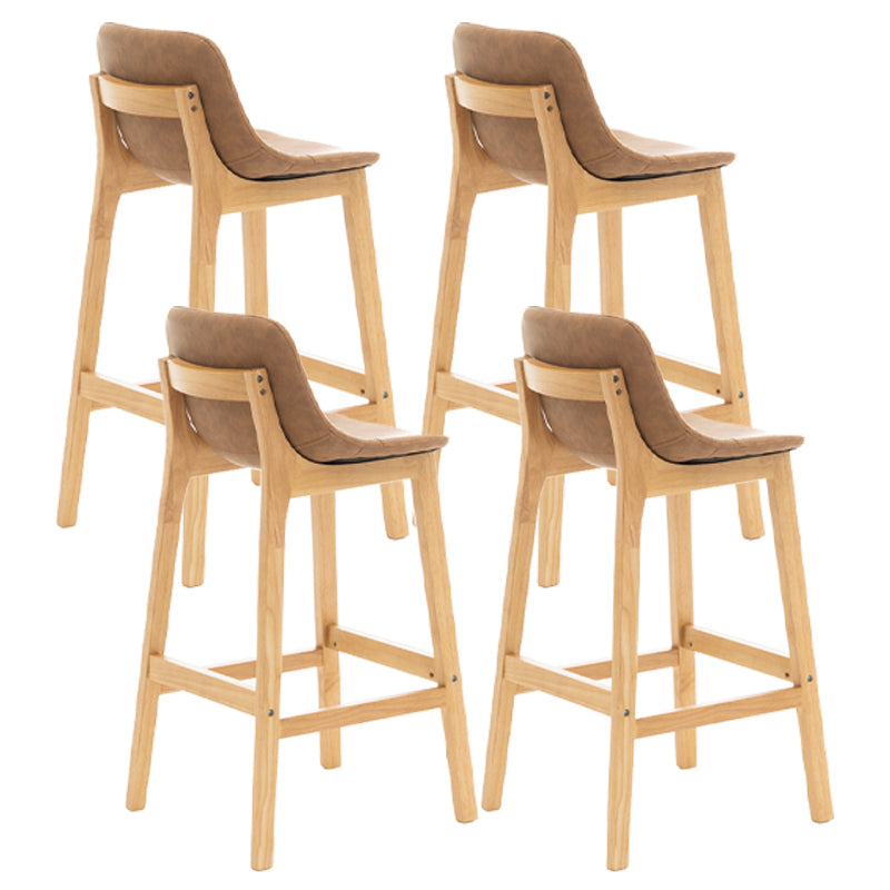 Taburete de bar de estilo escandinavo, asiento tipo cubo con patas de madera y respaldo bajo para barra de cocina