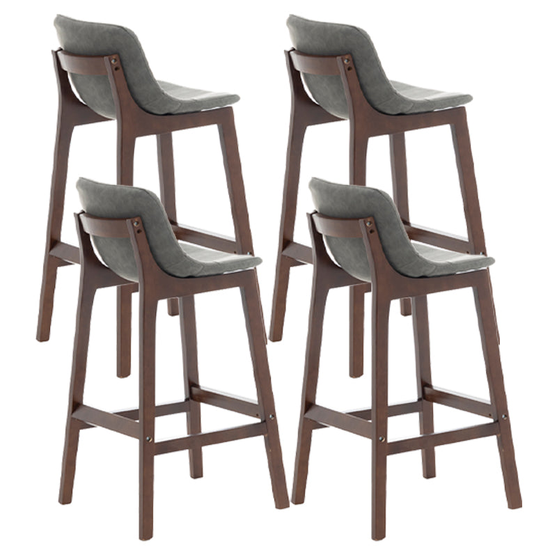 Taburete de bar de estilo escandinavo, asiento tipo cubo con patas de madera y respaldo bajo para barra de cocina