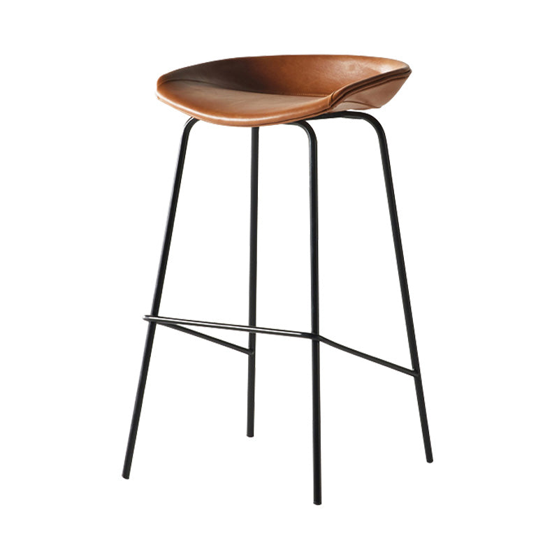 Modern Style Iron Bar Chair with Footrest Low Back Simple Bar Stool