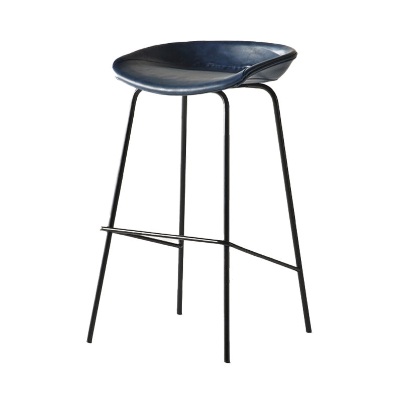 Modern Style Iron Bar Chair with Footrest Low Back Simple Bar Stool