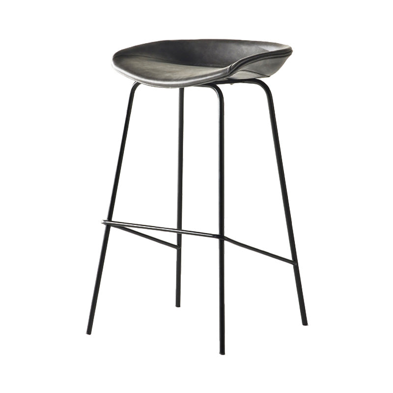 Modern Style Iron Bar Chair with Footrest Low Back Simple Bar Stool
