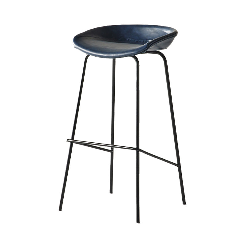 Modern Style Iron Bar Chair with Footrest Low Back Simple Bar Stool
