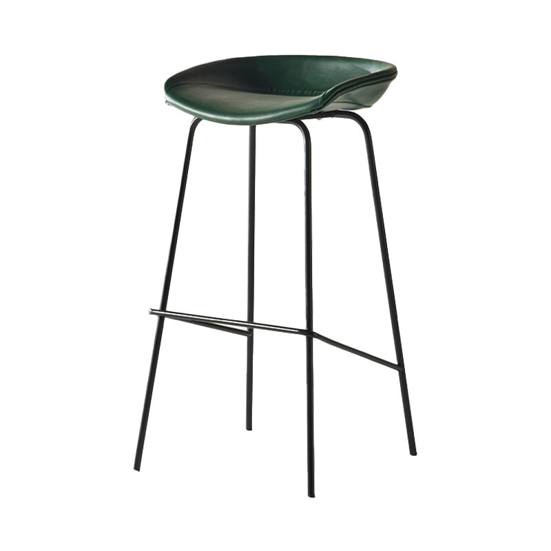 Modern Style Iron Bar Chair with Footrest Low Back Simple Bar Stool