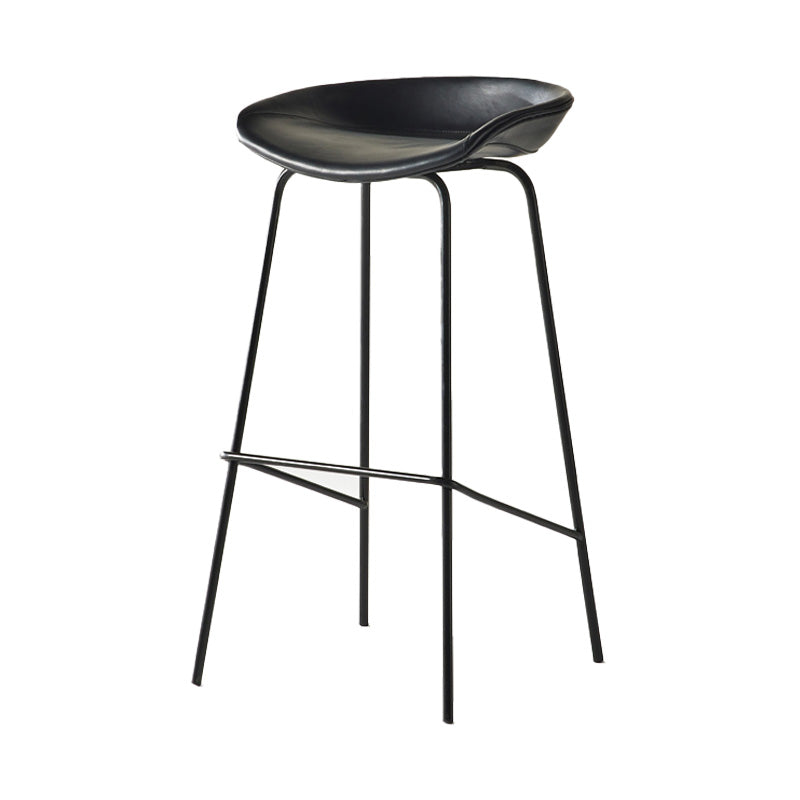 Modern Style Iron Bar Chair with Footrest Low Back Simple Bar Stool