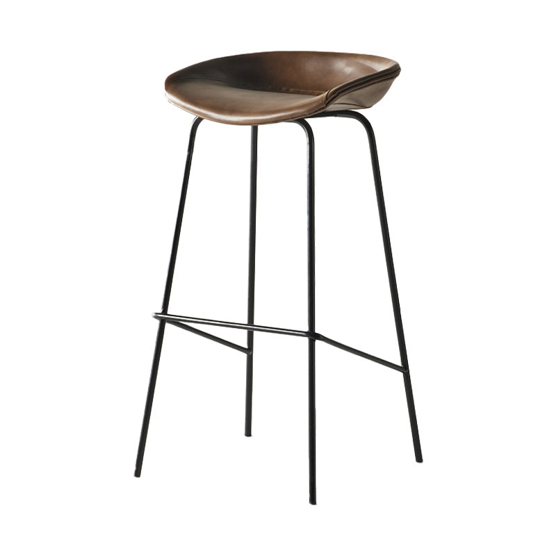 Modern Style Iron Bar Chair with Footrest Low Back Simple Bar Stool