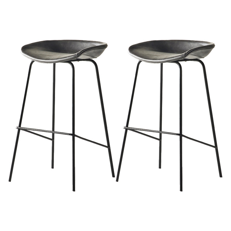 Modern Style Iron Bar Chair with Footrest Low Back Simple Bar Stool