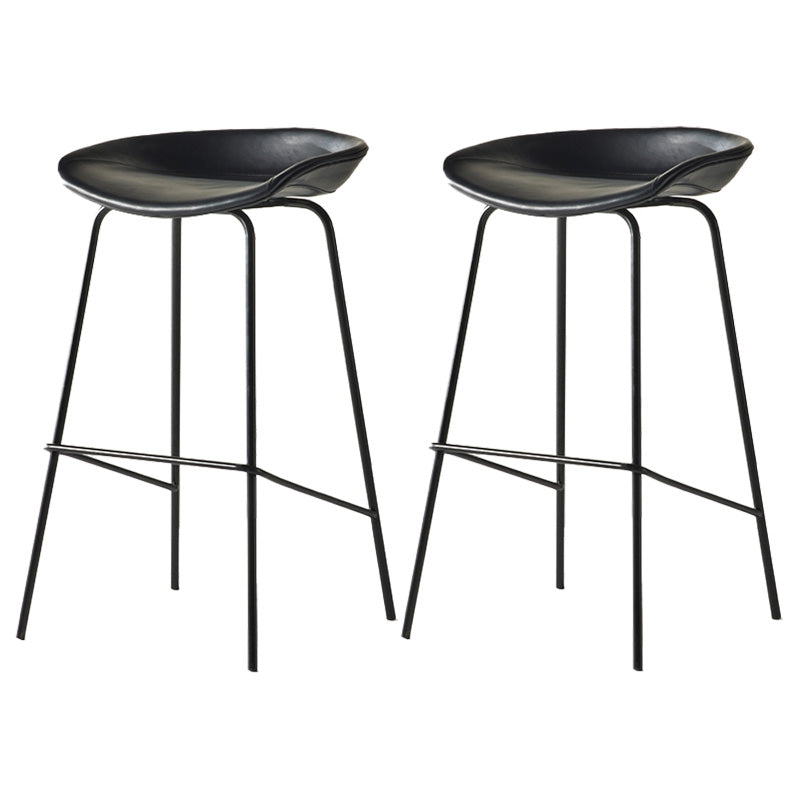 Modern Style Iron Bar Chair with Footrest Low Back Simple Bar Stool