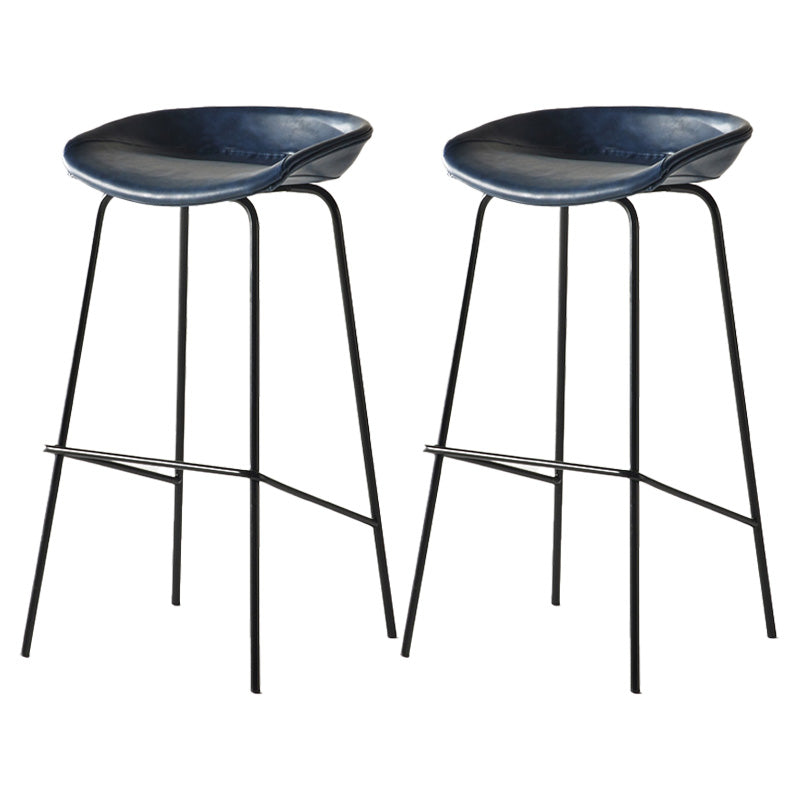 Modern Style Iron Bar Chair with Footrest Low Back Simple Bar Stool