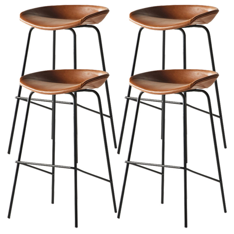 Modern Style Iron Bar Chair with Footrest Low Back Simple Bar Stool