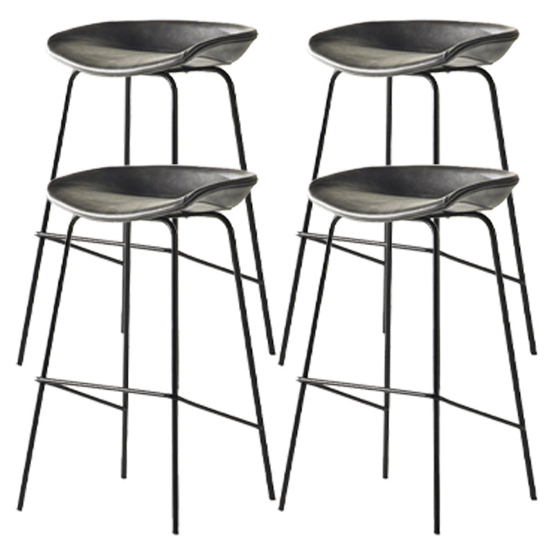 Modern Style Iron Bar Chair with Footrest Low Back Simple Bar Stool