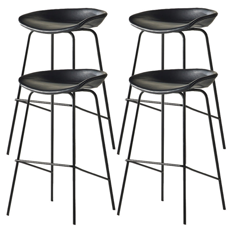 Modern Style Iron Bar Chair with Footrest Low Back Simple Bar Stool