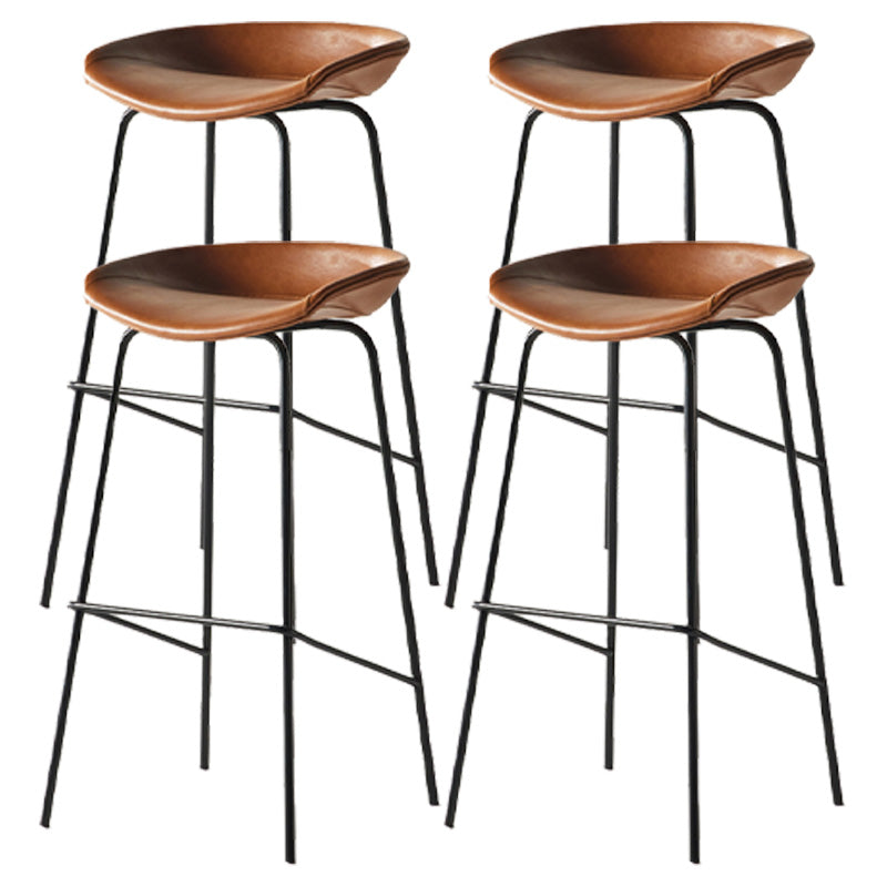 Modern Style Iron Bar Chair with Footrest Low Back Simple Bar Stool