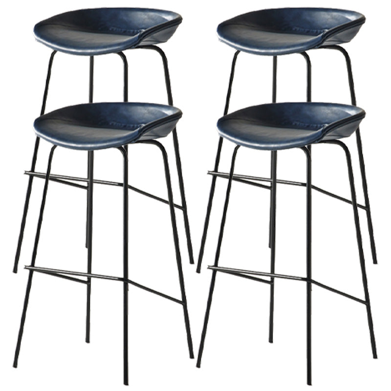 Modern Style Iron Bar Chair with Footrest Low Back Simple Bar Stool