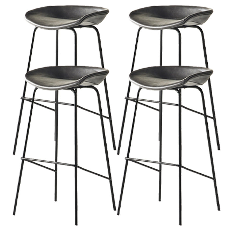 Modern Style Iron Bar Chair with Footrest Low Back Simple Bar Stool