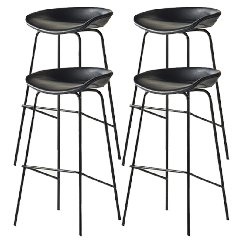 Modern Style Iron Bar Chair with Footrest Low Back Simple Bar Stool