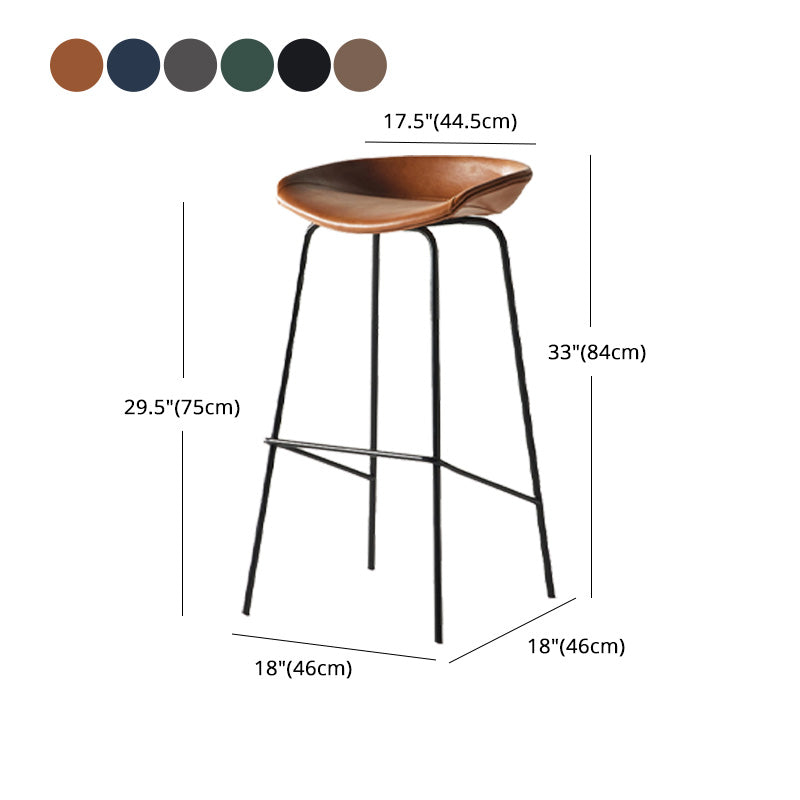 Modern Style Iron Bar Chair with Footrest Low Back Simple Bar Stool
