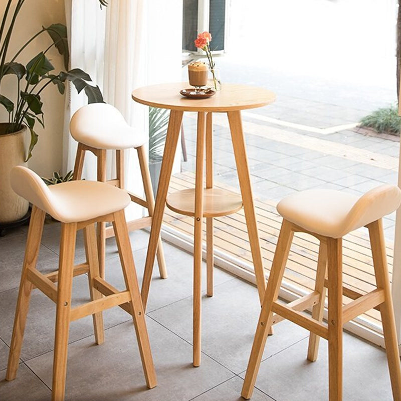 Taburete de bar estilo escandinavo, asiento de mezcla de lino, patas de madera para barra de cocina
