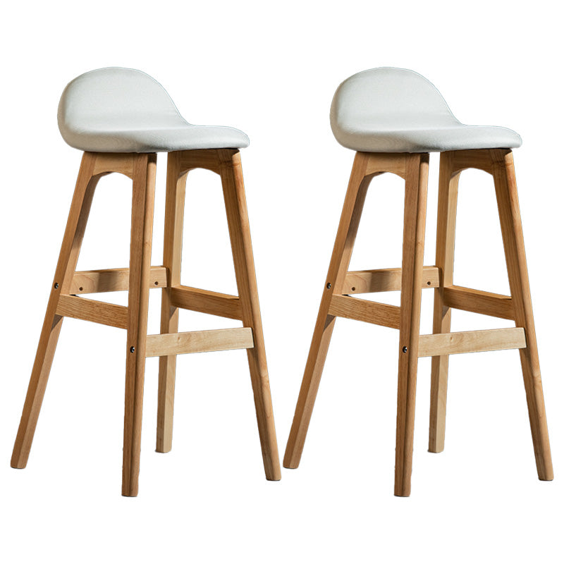 Taburete de bar estilo escandinavo, asiento de mezcla de lino, patas de madera para barra de cocina