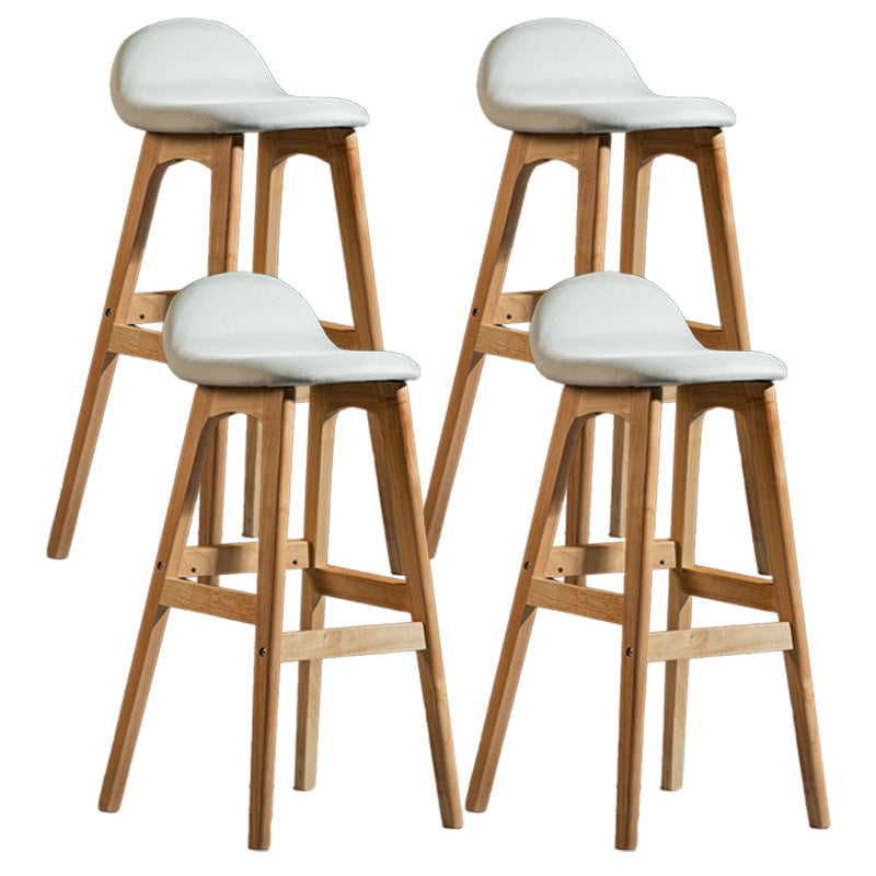 Taburete de bar estilo escandinavo, asiento de mezcla de lino, patas de madera para barra de cocina