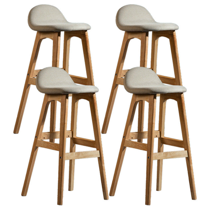 Taburete de bar estilo escandinavo, asiento de mezcla de lino, patas de madera para barra de cocina