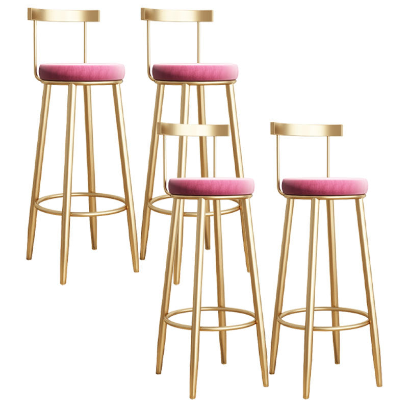 Taburete de bar redondo Glam, taburete de bar con respaldo, base de hierro con reposapiés