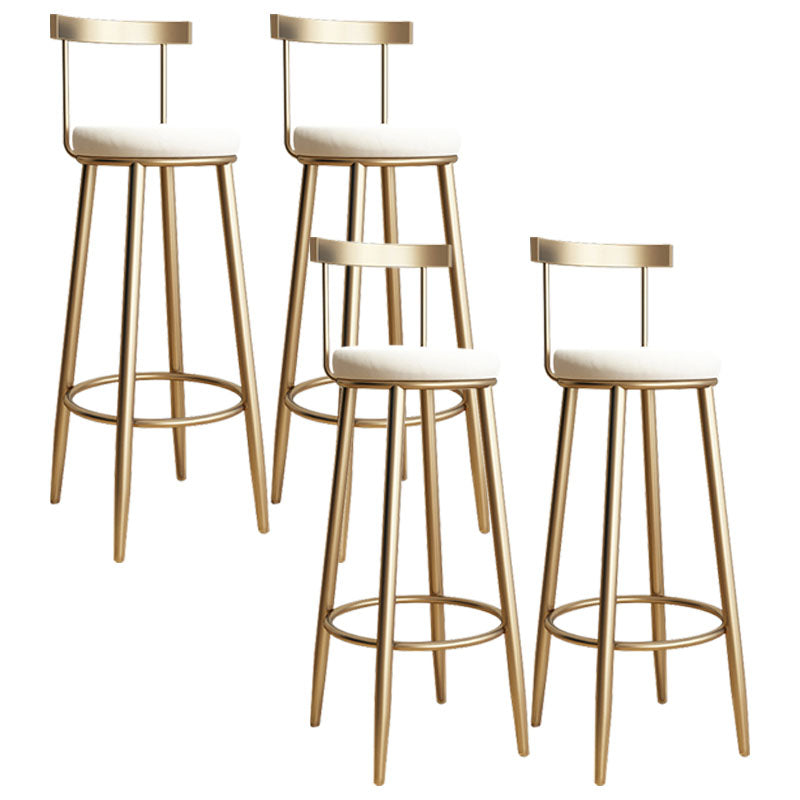Taburete de bar redondo Glam, taburete de bar con respaldo, base de hierro con reposapiés