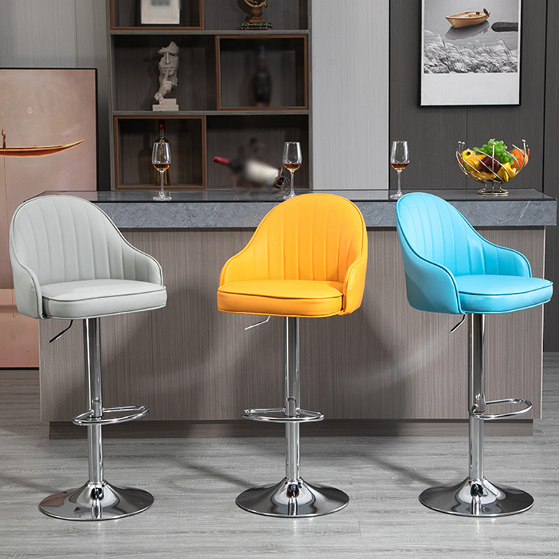 Sgabello da bar in stile industriale con sedile in pelle di piedistallo in metallo per bar da cucina
