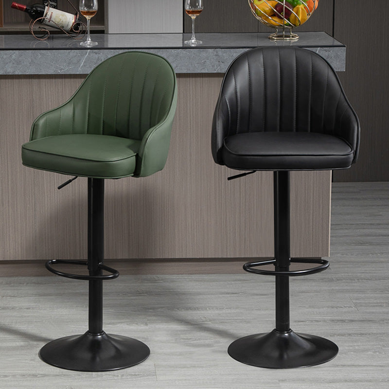 Sgabello da bar in stile industriale con sedile in pelle di piedistallo in metallo per bar da cucina