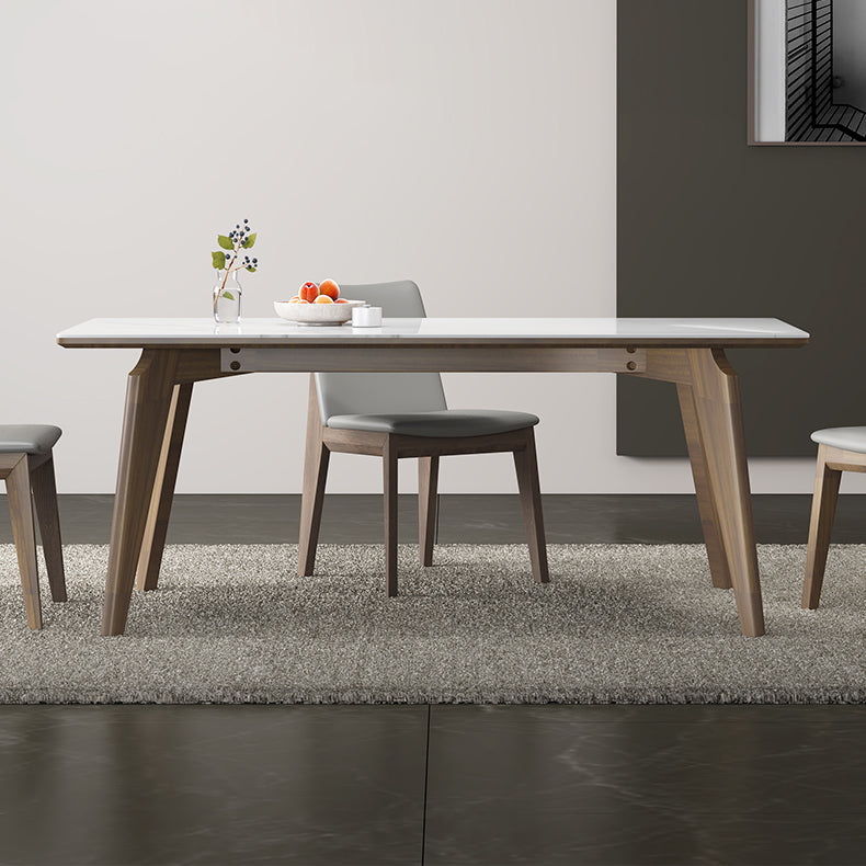 Modern 1/4/5 Pieces Dining Sintered Stone Dining Table Set with Wooden Legs for Home