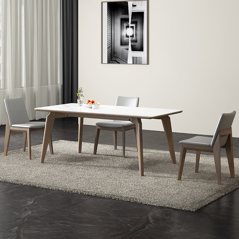 Modern 1/4/5 Pieces Dining Sintered Stone Dining Table Set with Wooden Legs for Home