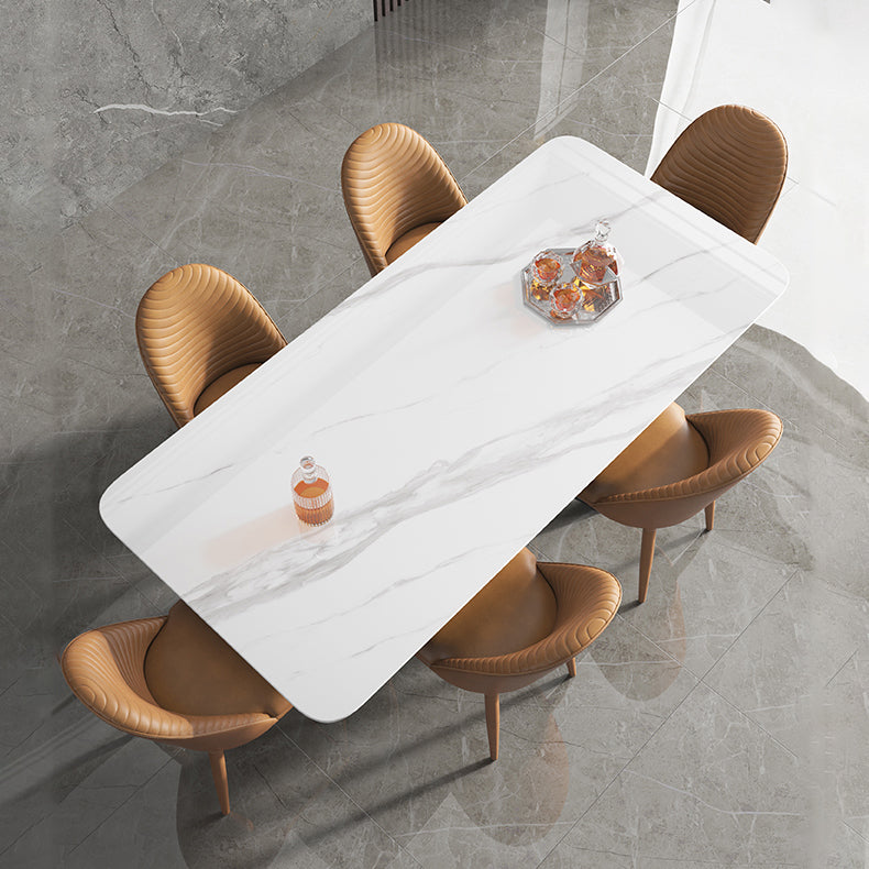 Contemporáneo 1/3/4/5/6 Piezas Juego de comedor Mesa de comedor rectangular con sillas de cuero