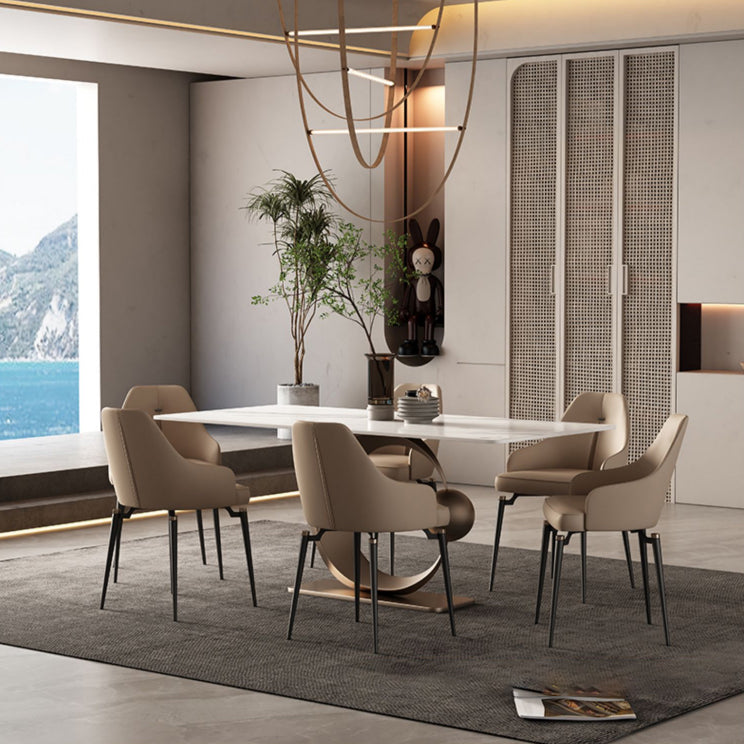 Glam Style 1/4/5/7 Pieces Dining Set Rectangle Sintered Stone Dining Table Set