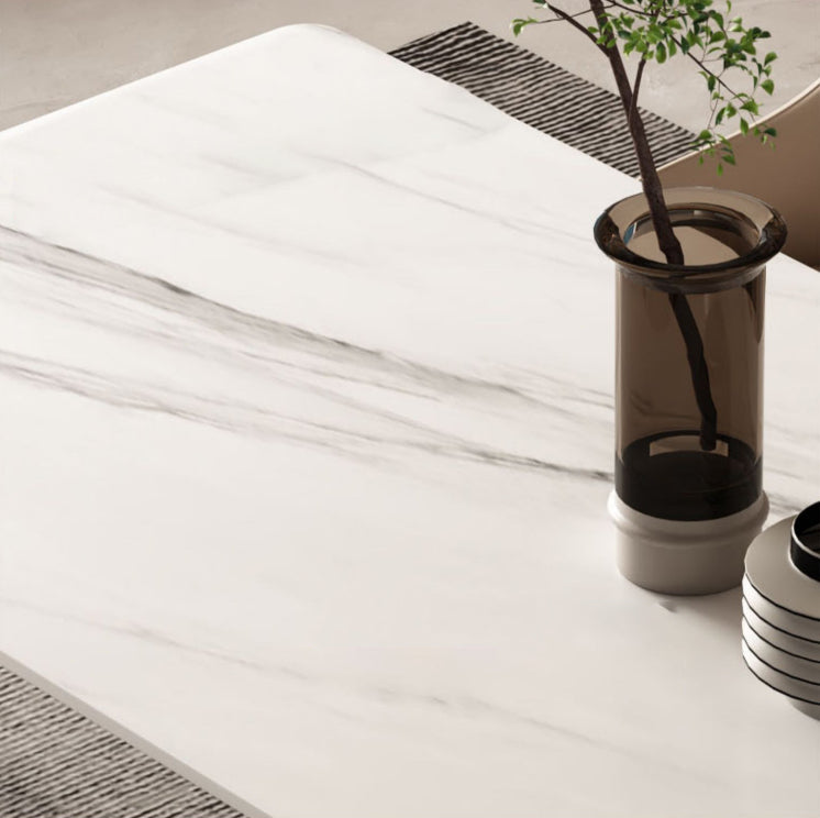 Glam Style 1/4/5/7 Pièces Ensemble de restauration Rectangle Table de table à manger en pierre fritté