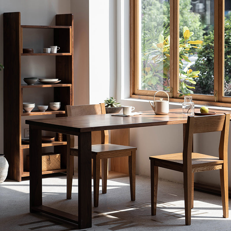 Modern Rectangle Dining Table Solid Wood Table with Sled Base