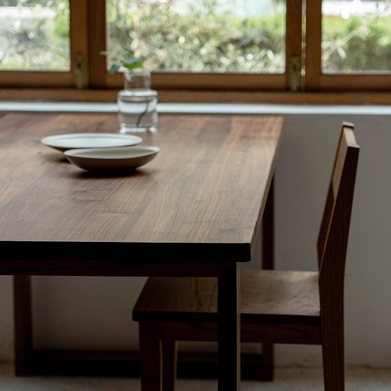 Modern Rectangle Dining Table Solid Wood Table with Sled Base