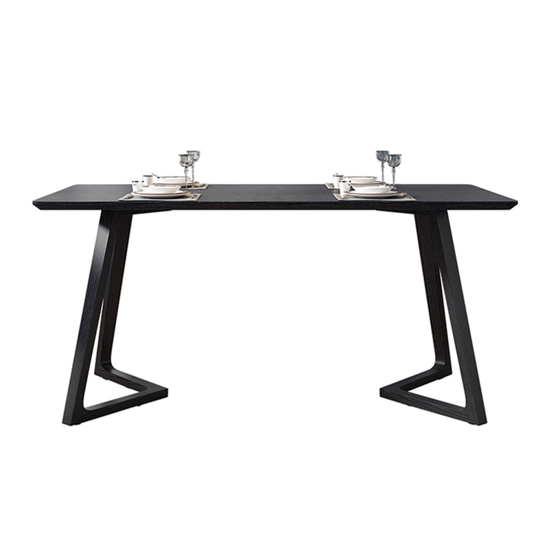 Industriële rechthoek eettafel As vaste houten tafel met dubbele voetstukbasis