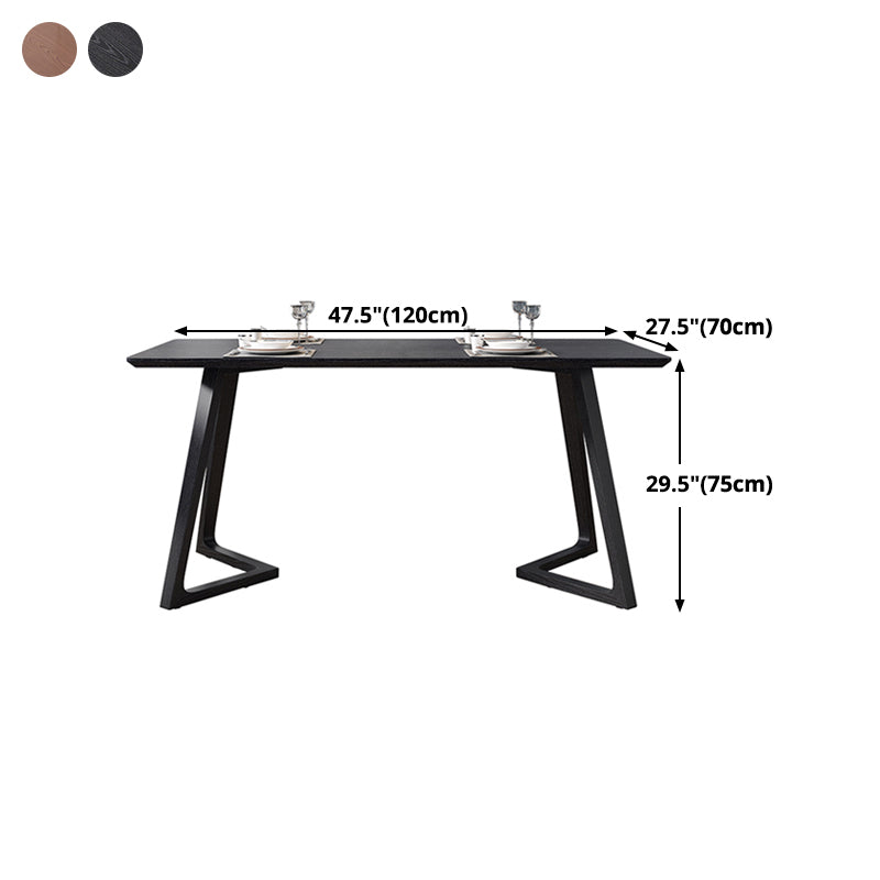 Industriële rechthoek eettafel As vaste houten tafel met dubbele voetstukbasis