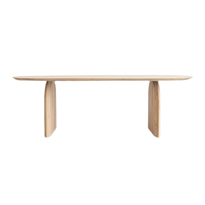 Ovaal dubbele voetstuk moderne tafel massief hout vaste tafel voor thuisgebruik
