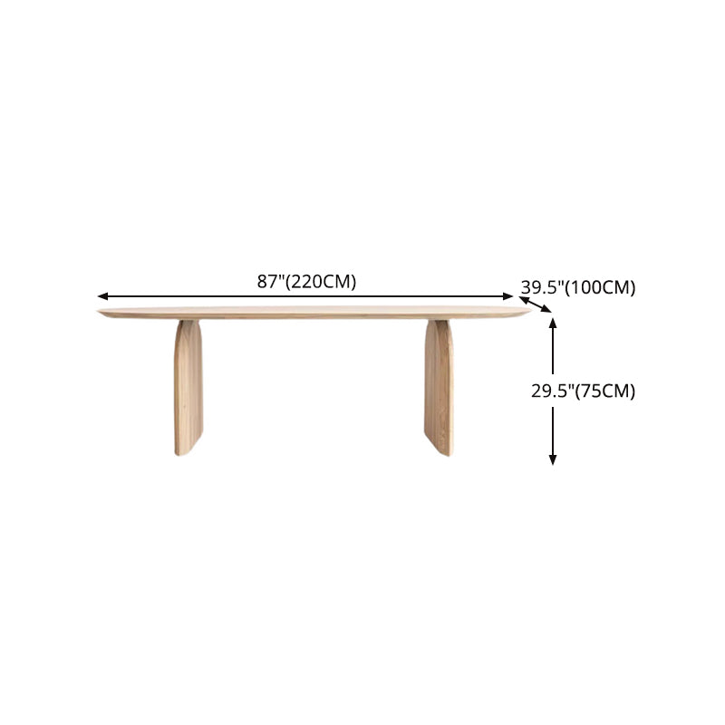 Ovaal dubbele voetstuk moderne tafel massief hout vaste tafel voor thuisgebruik