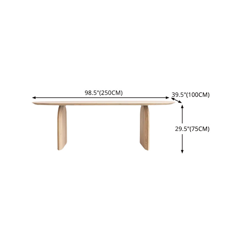 Ovaal dubbele voetstuk moderne tafel massief hout vaste tafel voor thuisgebruik