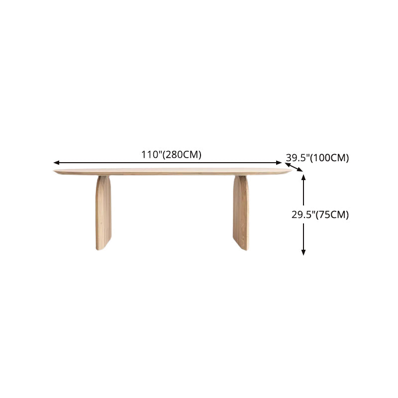 Ovaal dubbele voetstuk moderne tafel massief hout vaste tafel voor thuisgebruik
