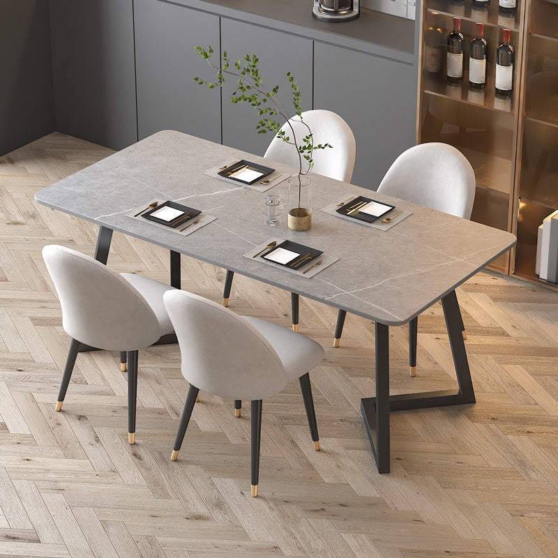 Gesinterde stenen eettafel moderne eettafel met zwart frame